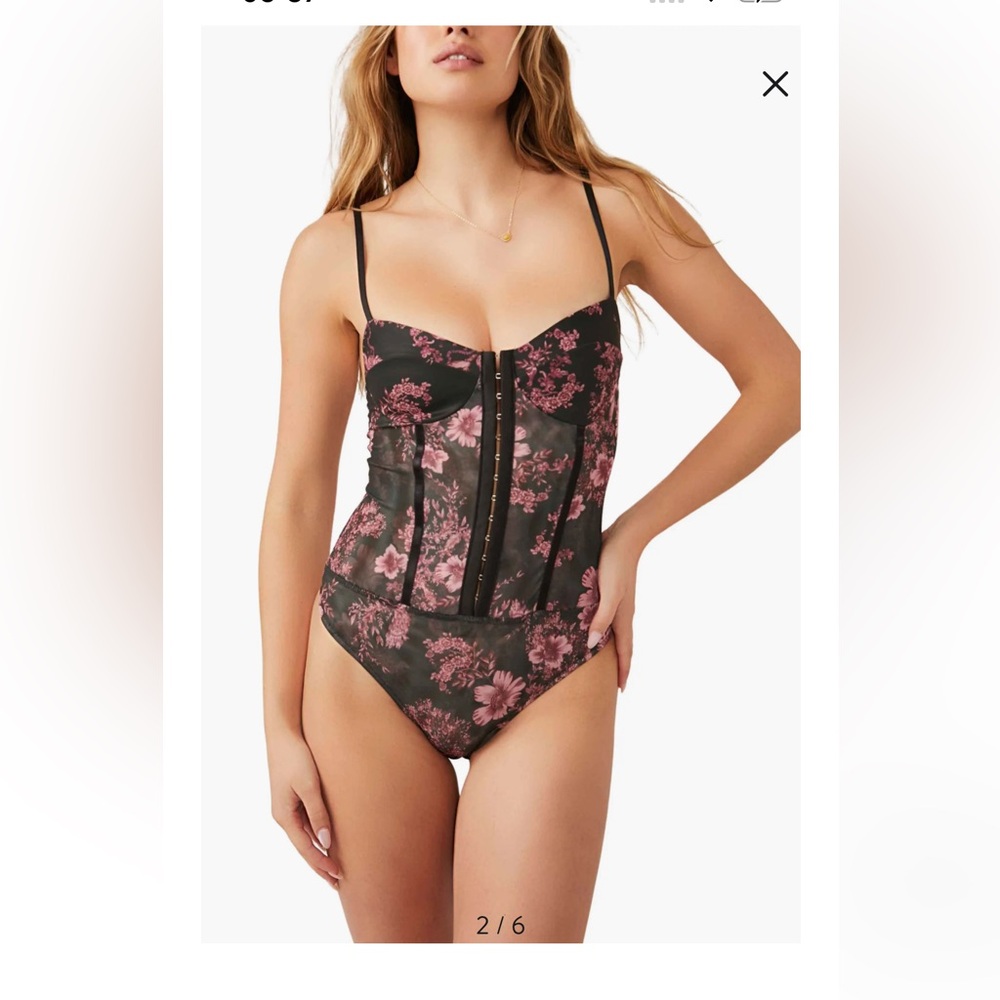 Free People Intimately FP Floral Mesh Bodysuit size S